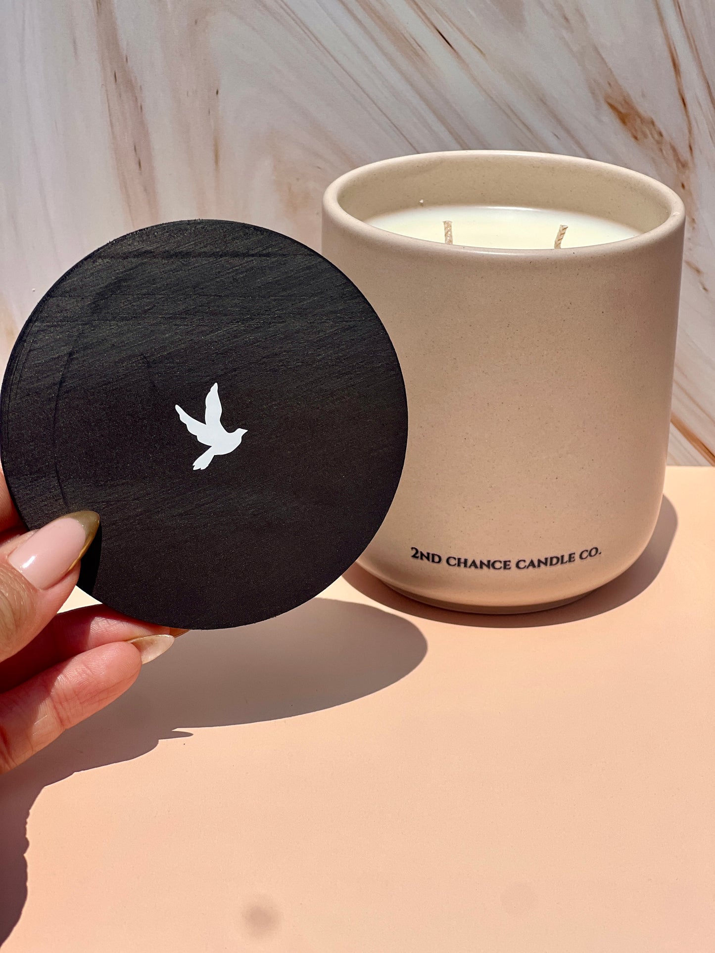 Beige Ceramic Candle - 12oz